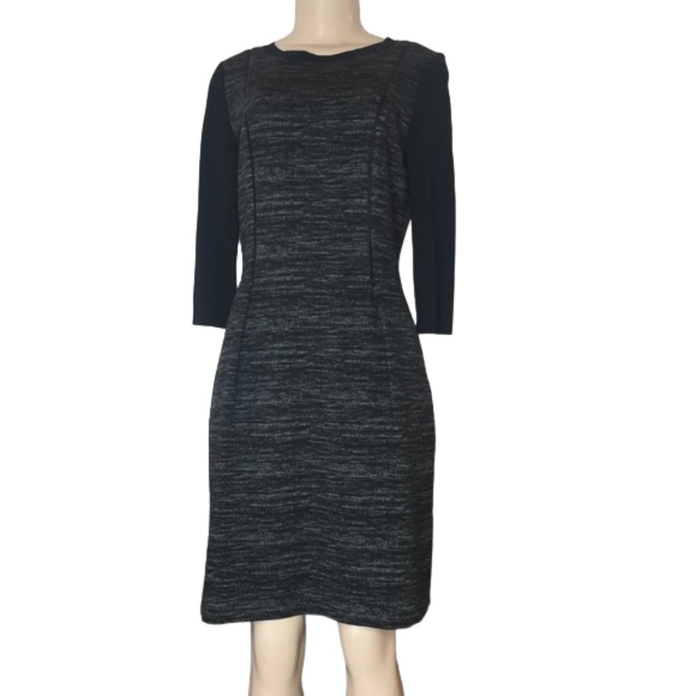 Elie Tahari Black & Gray Space Dyed Dress Size: 6